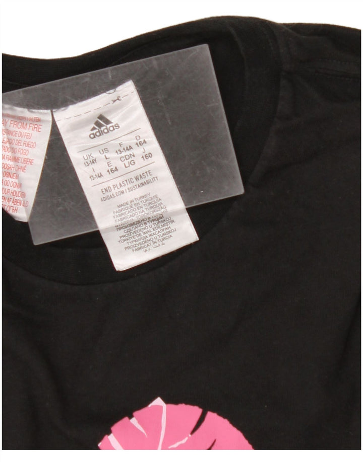 Tricou grafic ADIDAS fete Top 13-14 ani bumbac negru