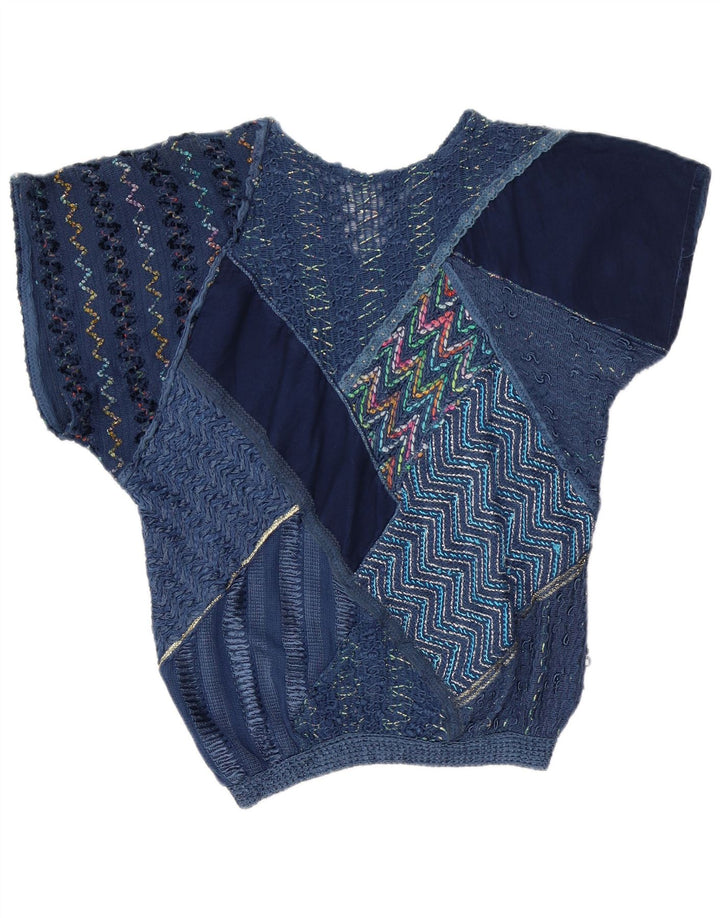 Bluză de damă vintage de top UK 16 mare bleumarin petice