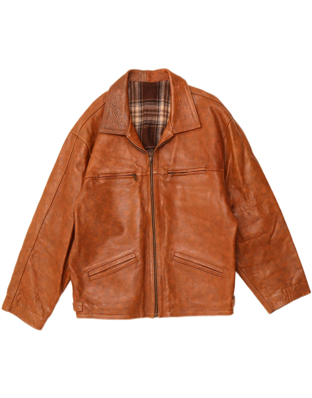 Jachetă de piele vintage pentru femei UK 18 XL din piele maro cu pete