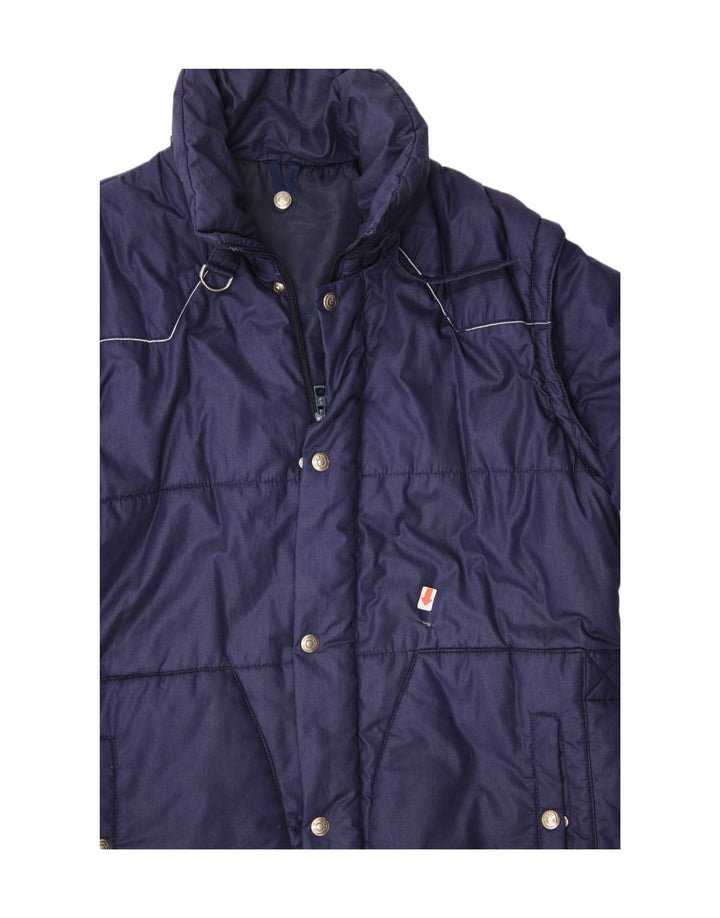 MC ROSS Mens Padded Jacket UK 36 Small Navy Blue Cotton Vintage MC Ross and Second-Hand MC Ross from Messina Hembry 