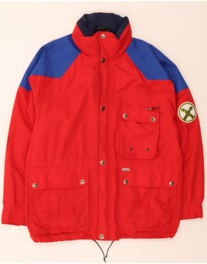 VAUDE Mens Windbreaker Jacket UK 38 Medium Red Colourblock Polyester Vintage Vaude and Second-Hand Vaude from Messina Hembry 