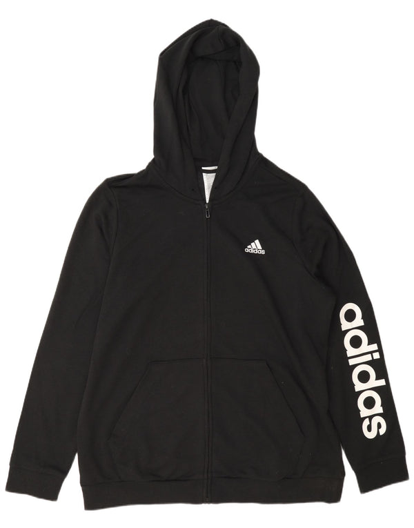 Adidas pentru bărbați Graphic Zip Hoodie Pulover mare, negru, bumbac