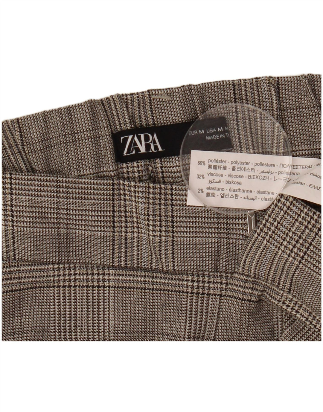 Pantaloni chino drepti pentru femei Zara Mediu L28 L26 Gri Houndstooth