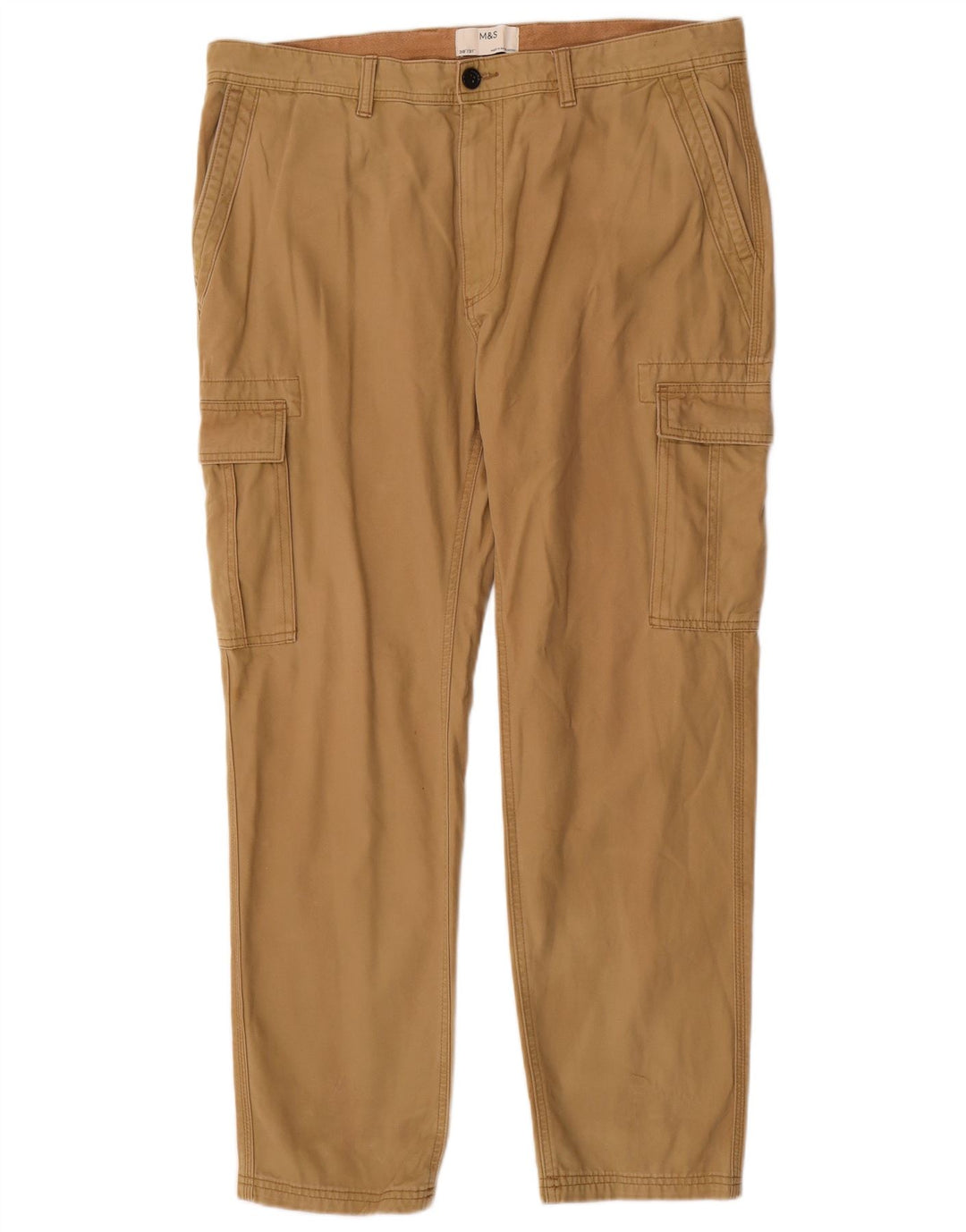 Pantaloni cargo drepti pentru bărbați Marks & Spencer W38 L31 bumbac maro