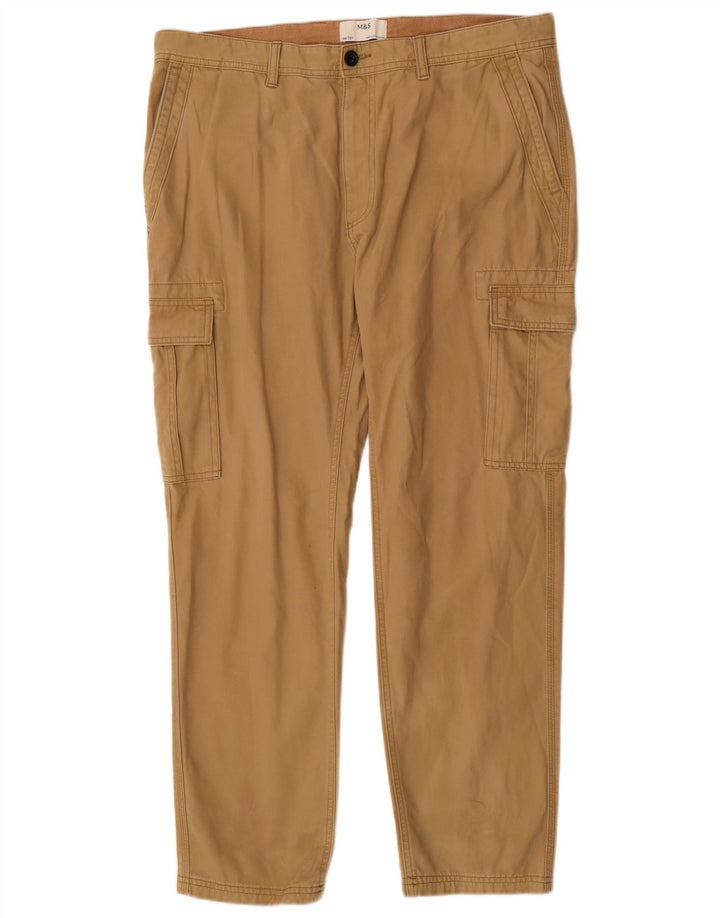 Pantaloni cargo drepti pentru bărbați Marks & Spencer W38 L31 bumbac maro