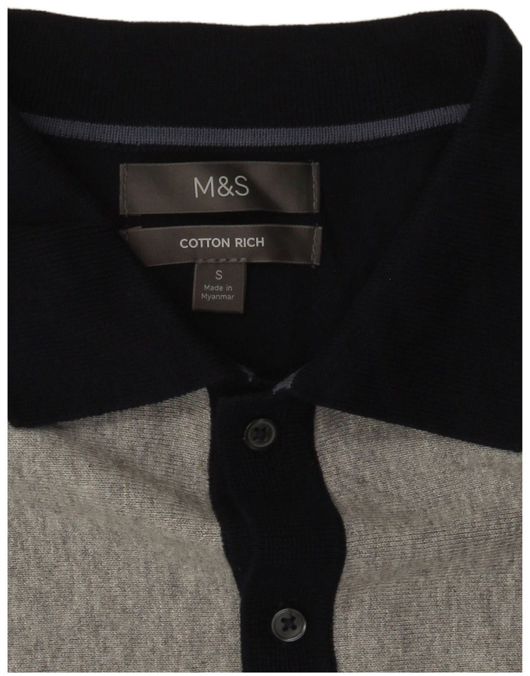 Pulover pentru bărbați Marks & Spencer, cu gât polo, mic, albastru bleumarin