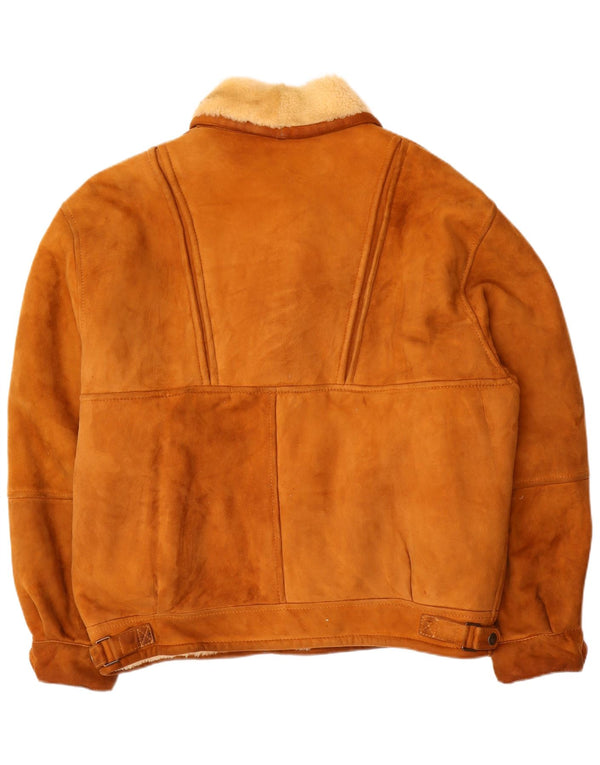 Jachetă vintage pentru bărbați din shearling IT 54 2XL maro din shearling