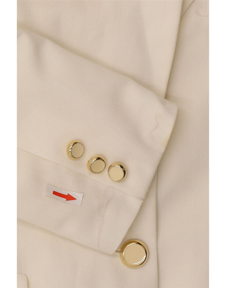 Blazer pentru femei Wit Boy, cu 3 nasturi, UK 10, poliester alb, mic
