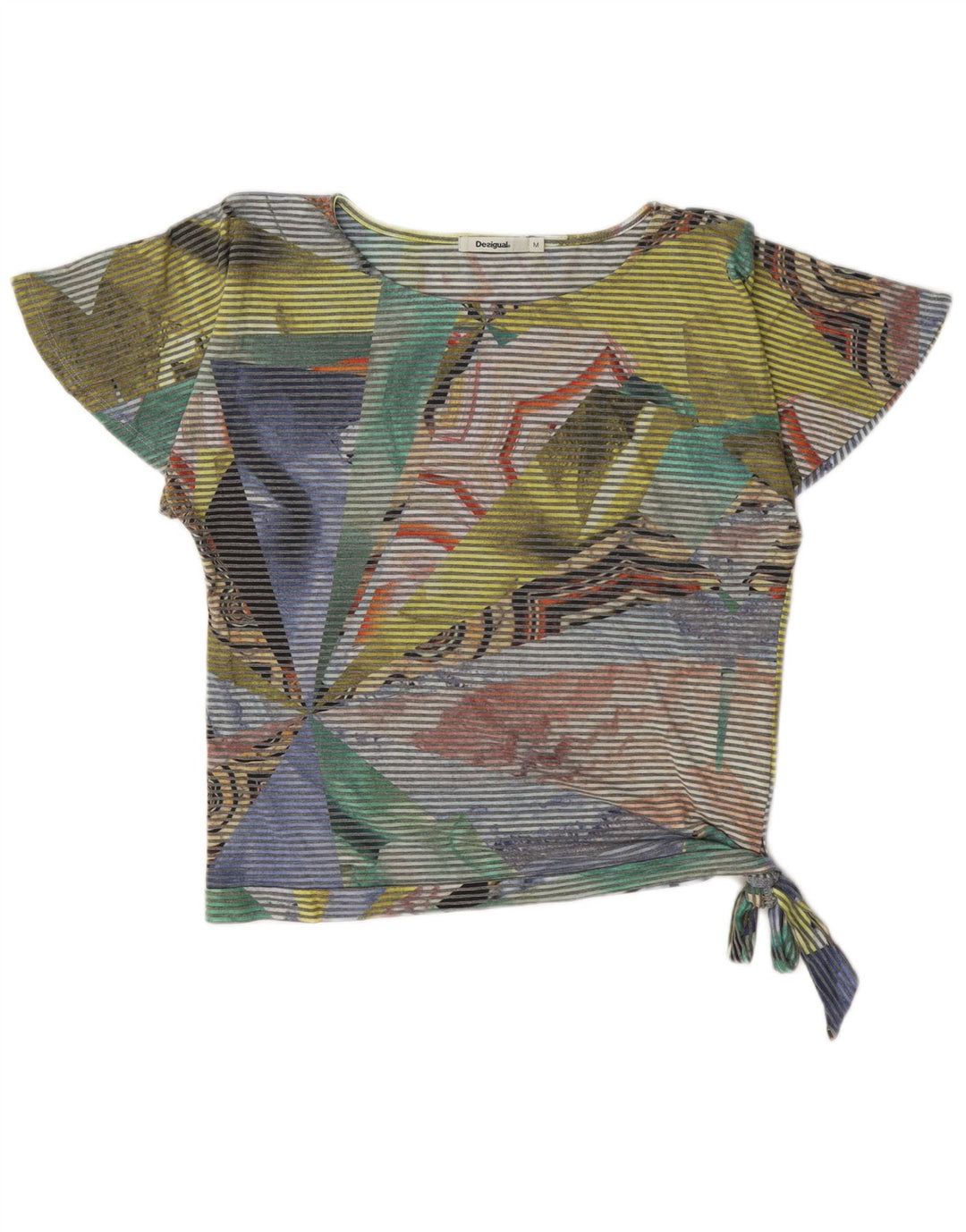 Bluză Desigual pentru femei Crop Top UK 14 Medium Multicolor Pinstripe