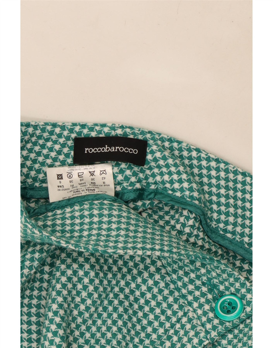 ROCCOBAROCCO Pantaloni scurti chino pentru femei US 6 Medium W30 Green Houndstooth Wool