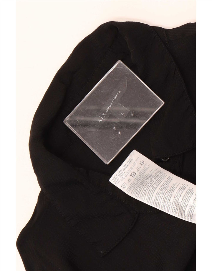 Bluză cămașă pentru femei Armani Exchange UK 14, mare, neagră, viscoză