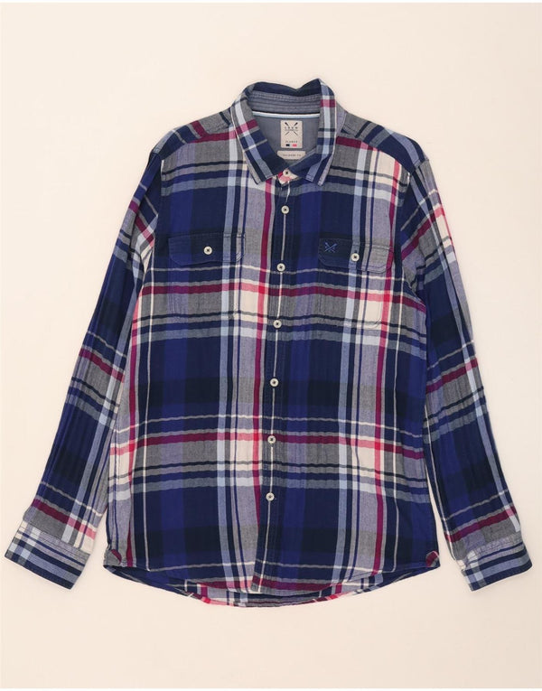 Crew Clothing Cămașă de flanel pentru bărbați, XL, albastru, cu carouri