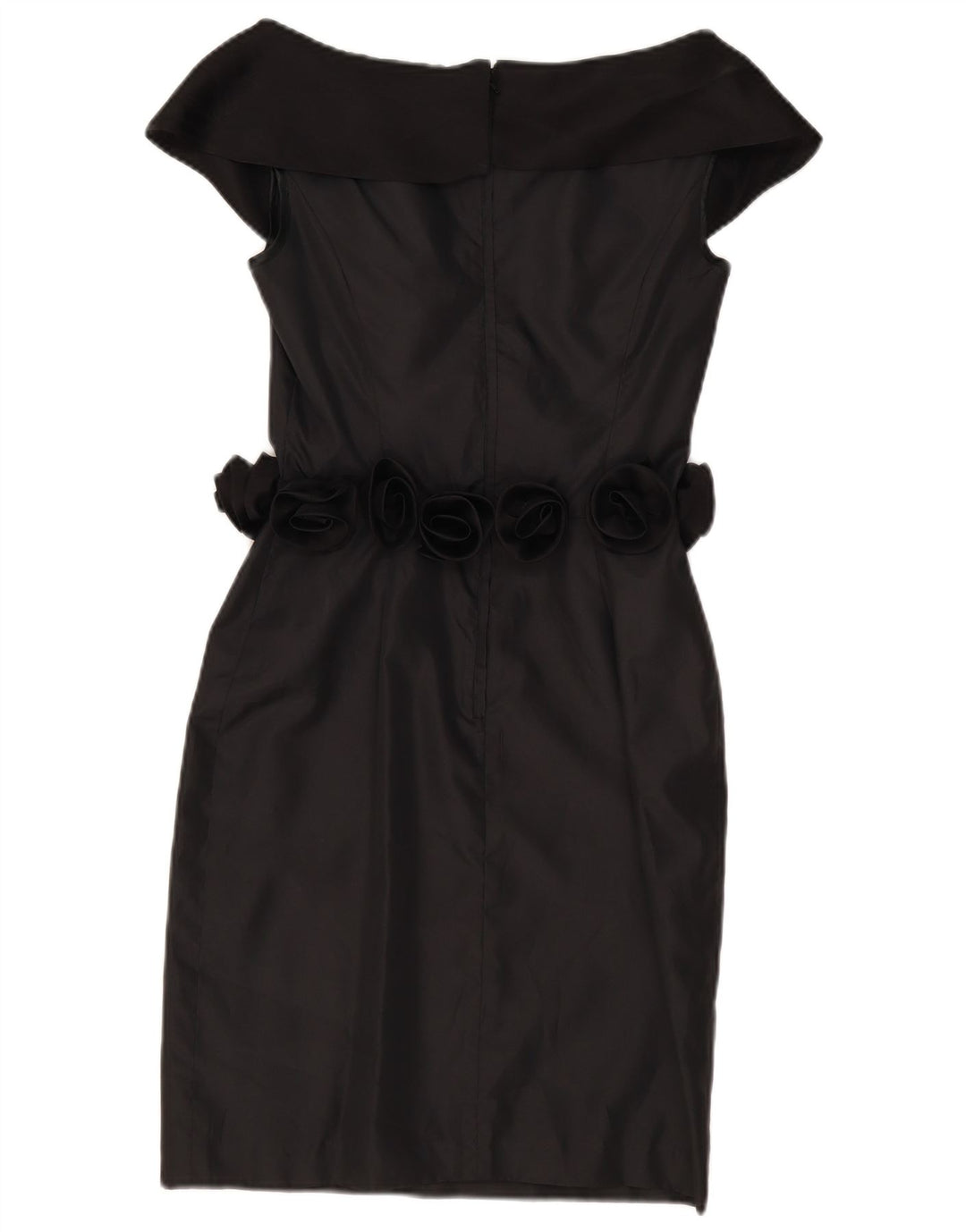 Rochie vintage pentru femei cu umeri scoși din UK 8, poliester negru mic