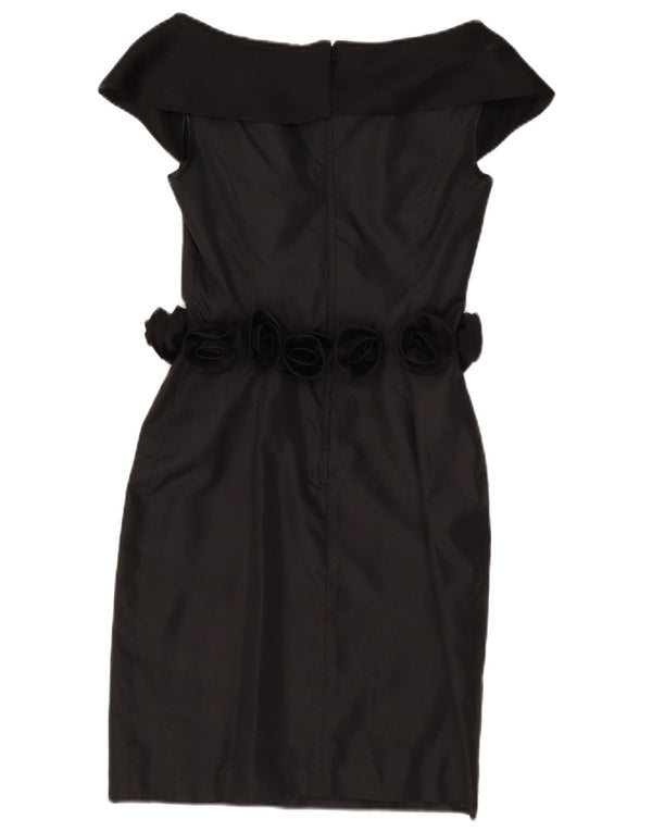 Rochie vintage pentru femei cu umeri scoși din UK 8, poliester negru mic