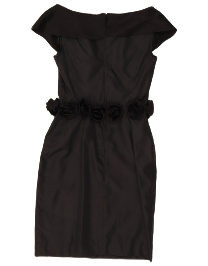 Rochie vintage pentru femei cu umeri scoși din UK 8, poliester negru mic