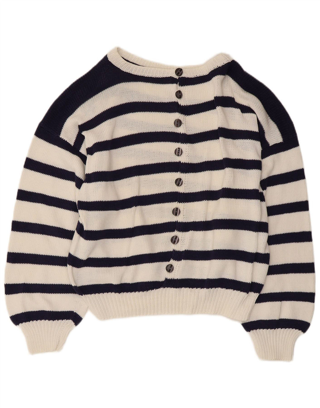 VINTAGE Pulover cu gât de barcă pentru femei UK 14 Mare bleumarin Nautic