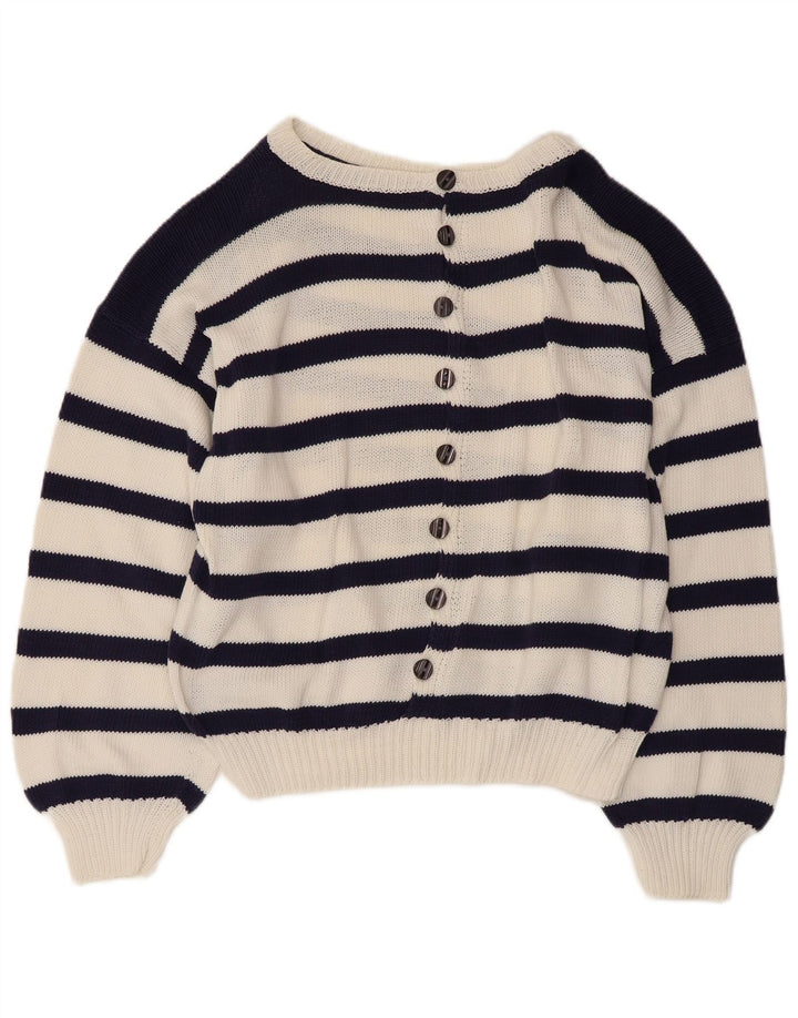 VINTAGE Pulover cu gât de barcă pentru femei UK 14 Mare bleumarin Nautic