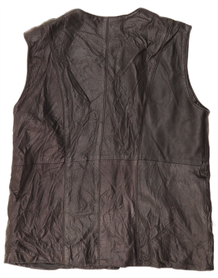 VINTAGE Gilet din piele pentru femei UK 16 Large Black