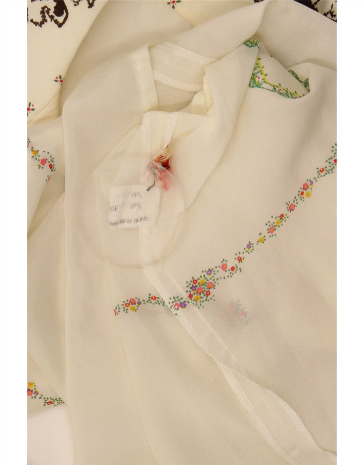 Bluză cămașă transparentă vintage pentru femei IT 44 Medium Off White Floral