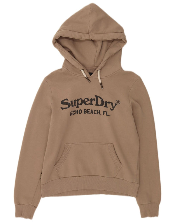 Pulover supradimensionat cu capota Superdry pentru femei UK 10 mic, bej, bumbac