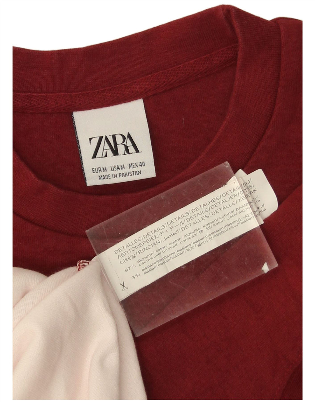 Pulover pentru bărbați Zara Pulover Medium Burgundy Colorblock Bumbac