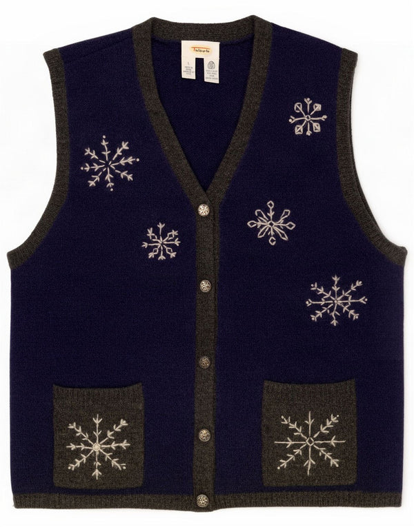 Talbots Pulover Cardigan pentru Femei UK 16 Mare Bleumarin Geometric Lână Nouă
