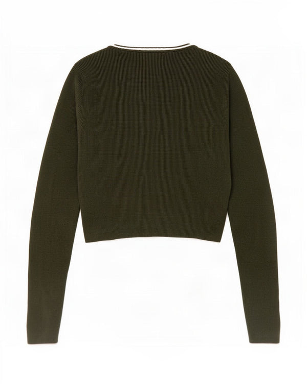 Pulover Jack Wills pentru femei Crop Crew Gate UK 14 Medium Green Viscose
