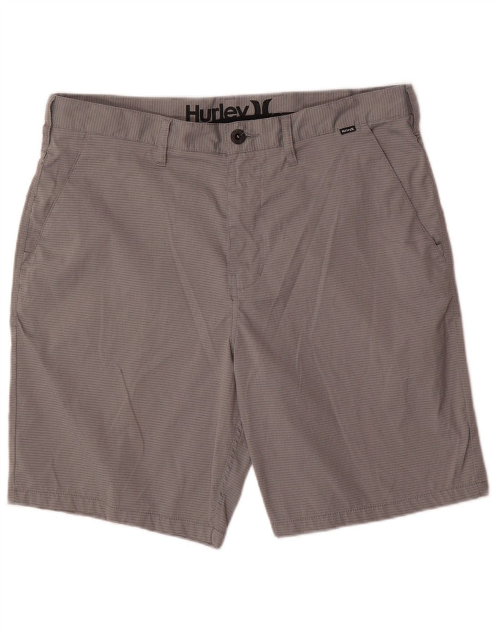 Pantaloni scurți chino Hurley pentru bărbați W36, poliester cu dungi mari, gri