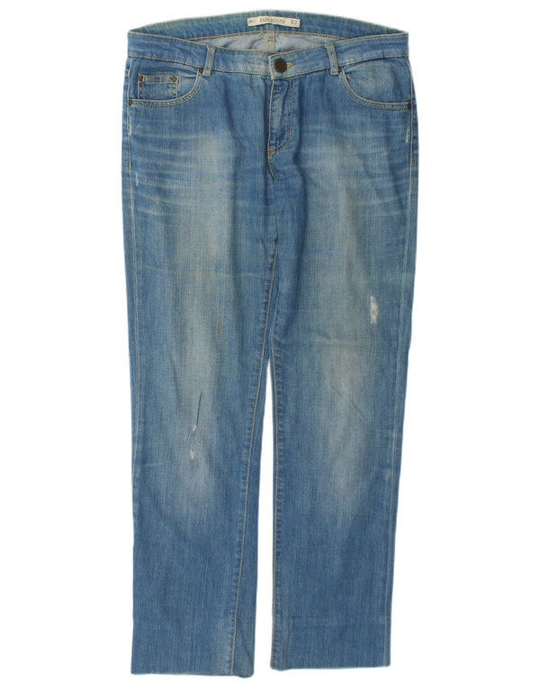 Blugi Distressed drepte pentru femei Zara EU 40 Medium L30 L29 Bumbac albastru
