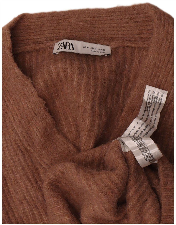 Pulover cardigan supradimensionat pentru femei Zara UK 14, maro mediu, nailon