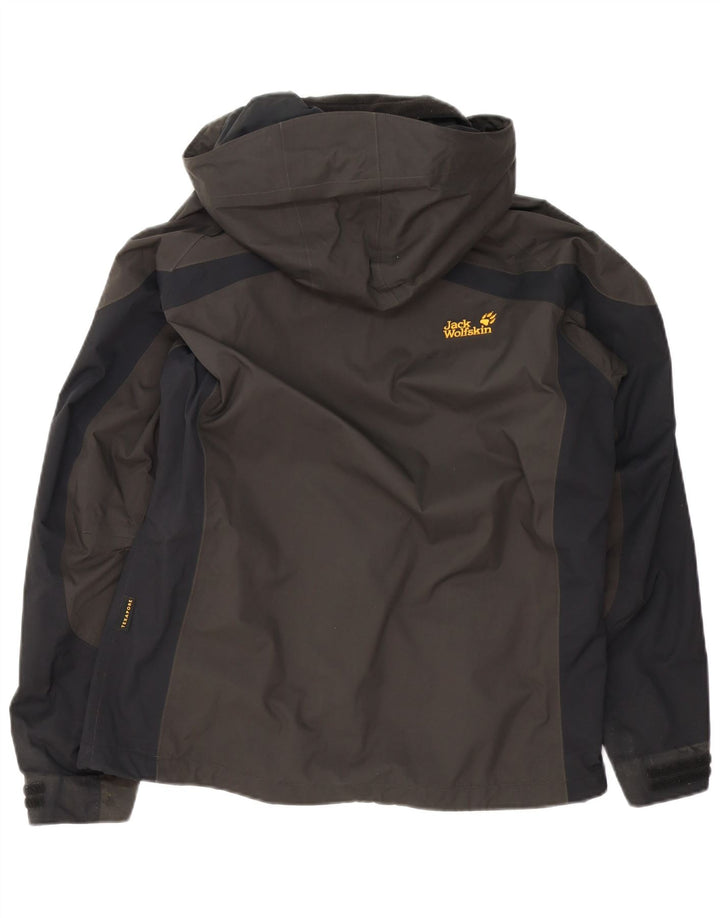 Jack Wolfskin Jachetă de ploaie cu glugă pentru femei Marea Britanie 12/14 Maro Mediu Colorblock