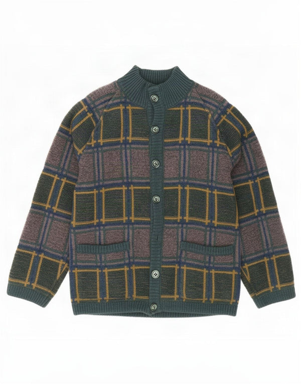 Pulover cardigan reversibil vintage pentru bărbați, verde mediu, mohair