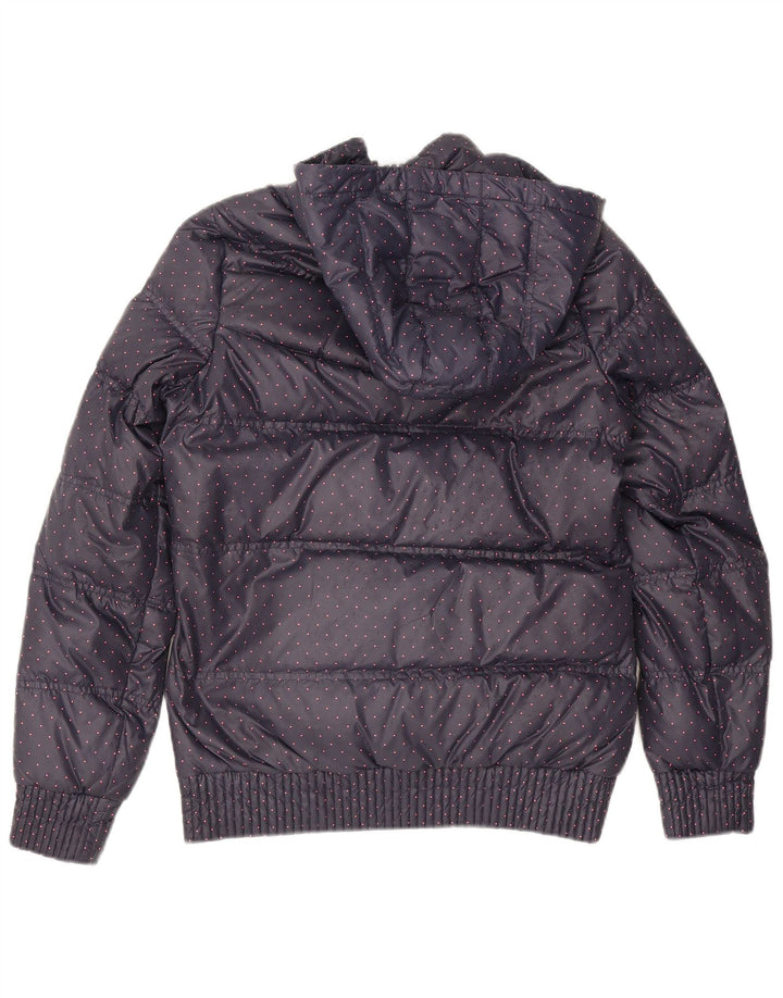 Jachetă căptușită cu glugă Adidas pentru femei UK 12 Medium Bleumarin Poliester cu pete
