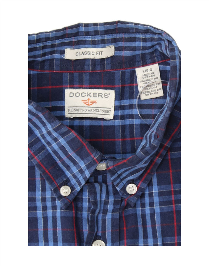 DOCKERS Mens Classic Fit Shirt Large Blue Check Cotton Vintage Dockers and Second-Hand Dockers from Messina Hembry 