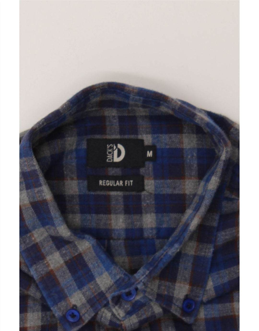 DACK'S Mens Regular Fit Flannel Shirt Medium Navy Blue Cotton Vintage Dack's and Second-Hand Dack's from Messina Hembry 