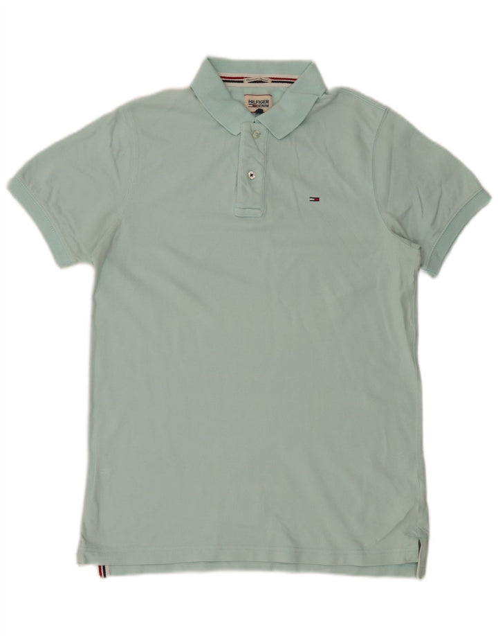 Tricou polo Tommy Hilfiger pentru bărbați, bumbac turcoaz mare