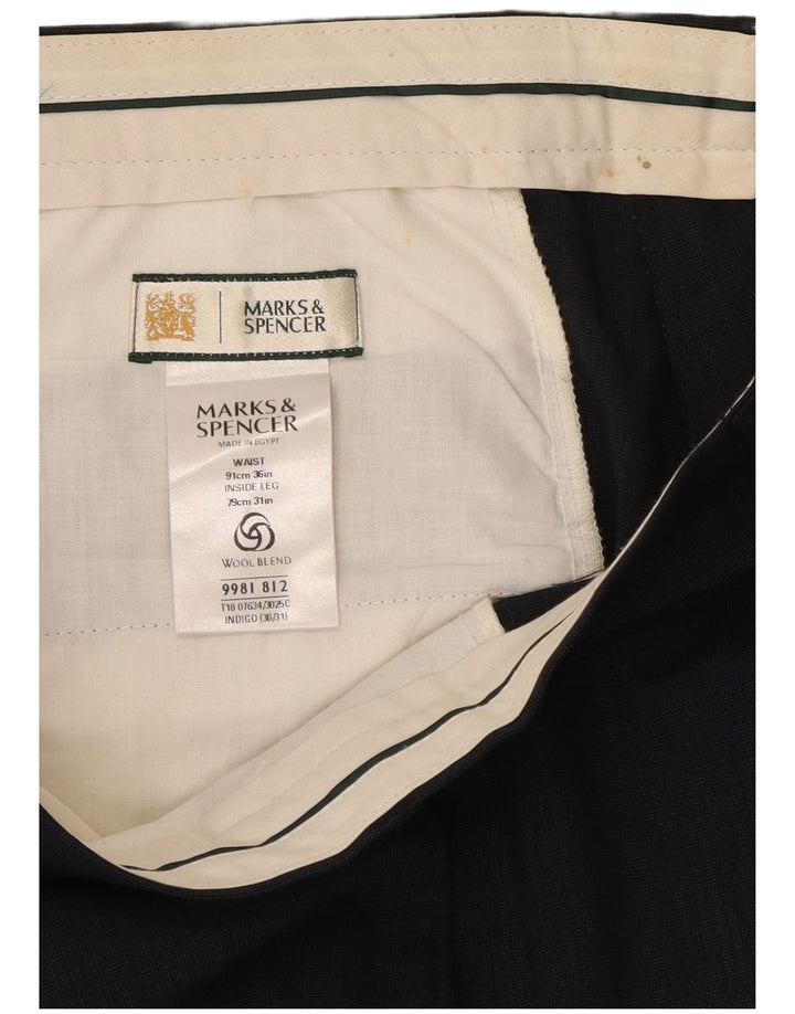 Pantaloni de costum pentru bărbați Marks & Spencer L36 L31 bleumarin poliester