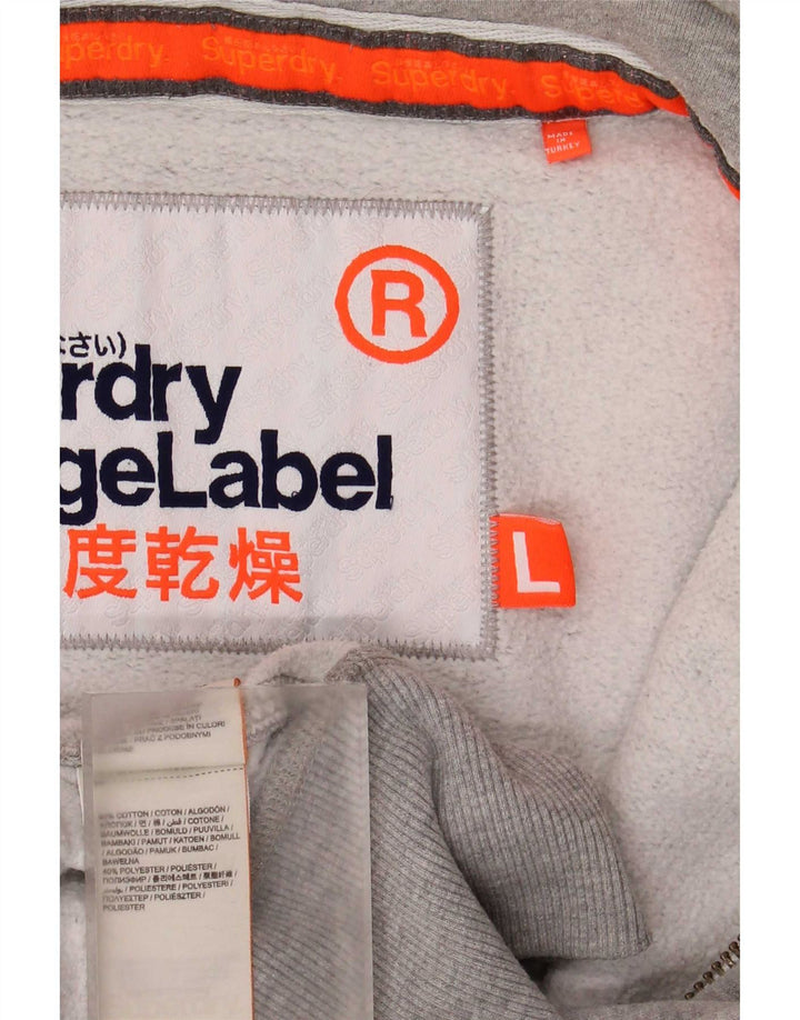 Pulover Superdry pentru bărbați, cu fermoar, bumbac mare, pete gri