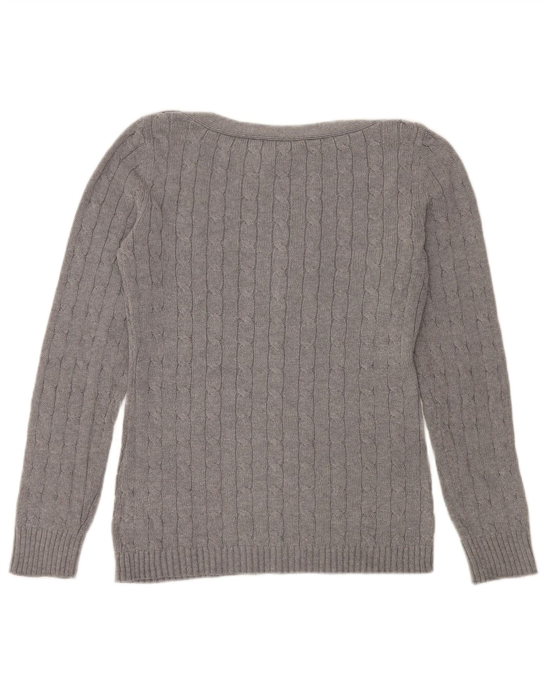 Pulover pentru femei RALPH LAUREN, cu gât de barcă, UK 14, bumbac, gri mediu