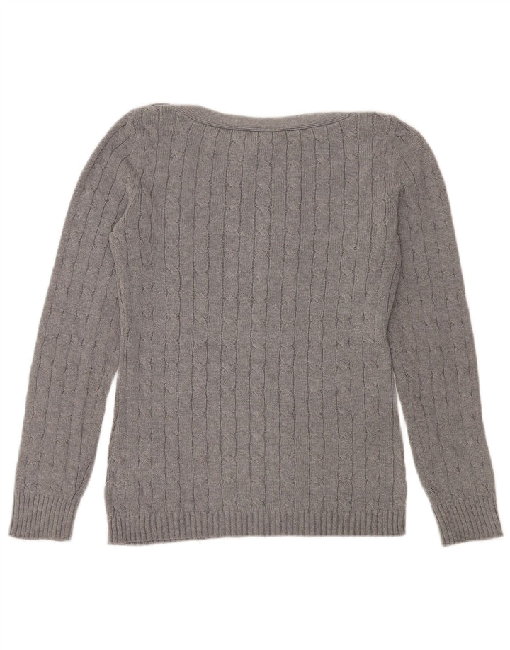 Pulover pentru femei RALPH LAUREN, cu gât de barcă, UK 14, bumbac, gri mediu