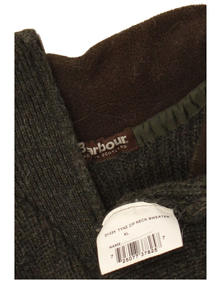 Pulover Barbour pentru bărbați, cu fermoar, cu gât, XL, kaki, lână nouă