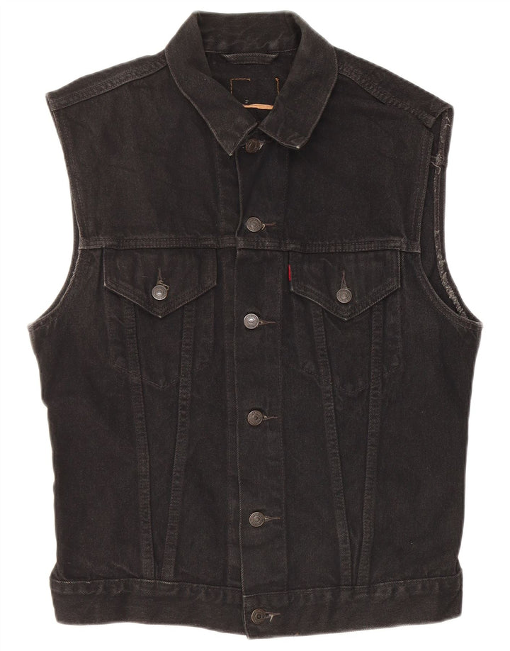 Gilet de denim pentru bărbați Levi's UK 38, bumbac mediu negru