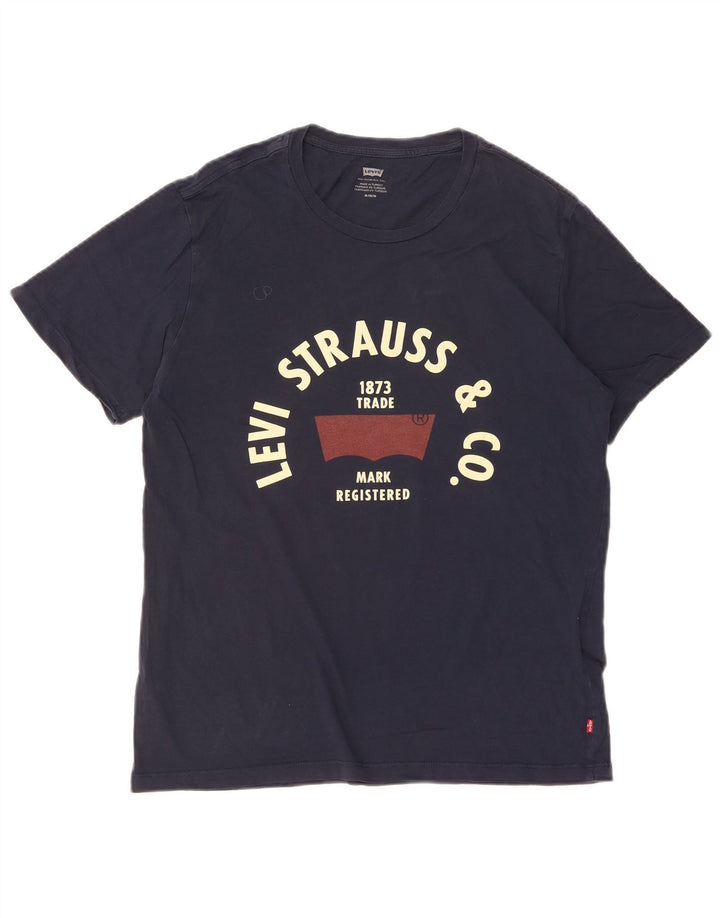 Tricou grafic pentru bărbați Levi's Top mediu din bumbac bleumarin