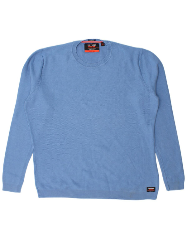 Pulover Superdry pentru bărbați cu gât crew, bumbac albastru 2XL