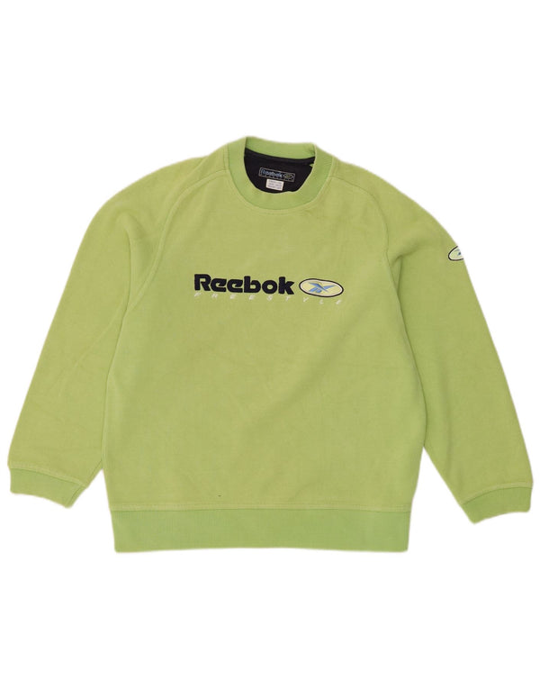 Pulover grafic Reebok pentru băieți 12-13 ani, bumbac verde