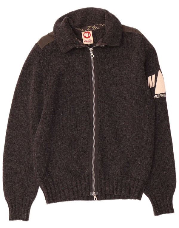Murphy & Nye pentru bărbați Sailmakers cardigan grafic pulover mare lână gri