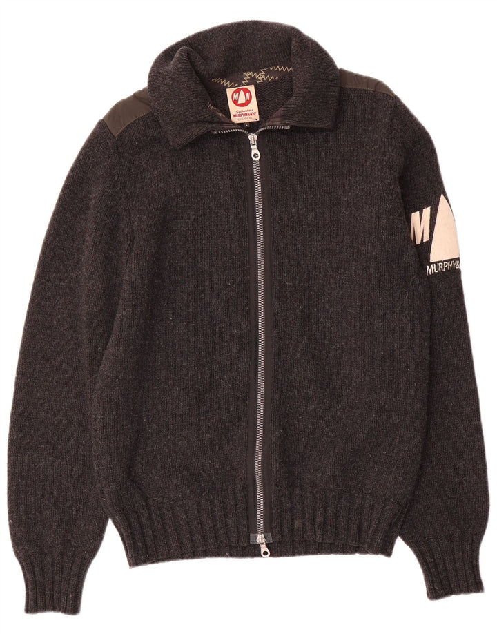 Murphy & Nye pentru bărbați Sailmakers cardigan grafic pulover mare lână gri