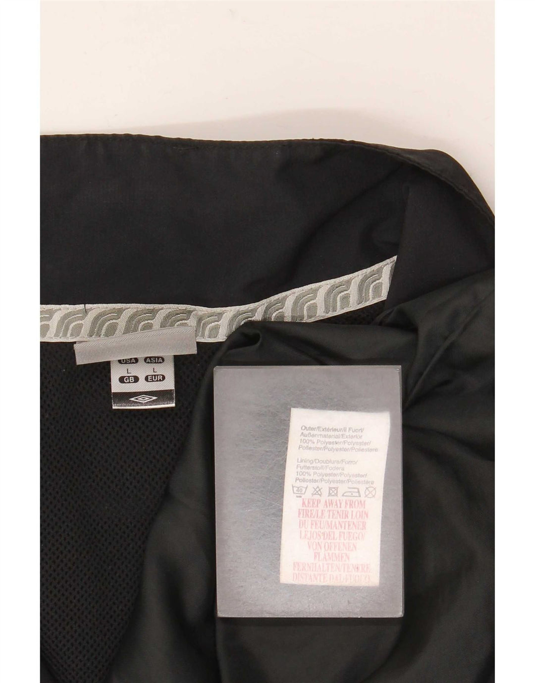 Jachetă de trening Umbro pentru bărbați, poliester geometric mare, negru