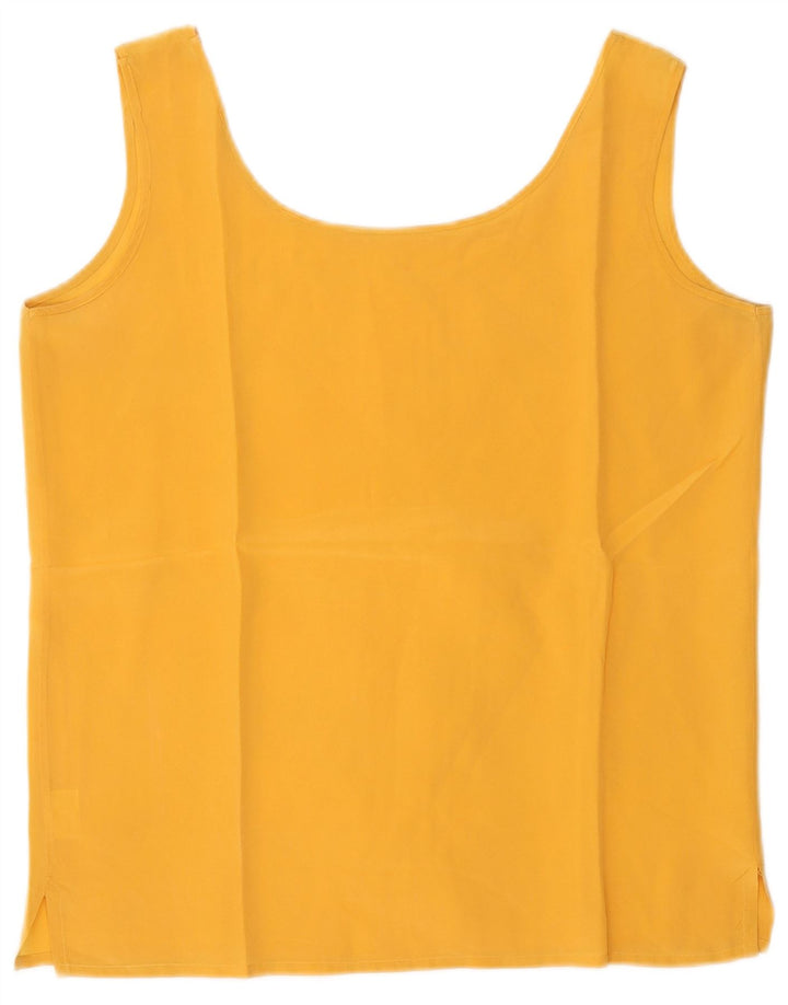 Crop Top fără mâneci vintage pentru femei UK 12 Medium Yellow Silk
