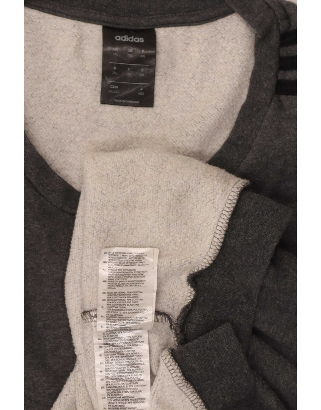 Pulover pentru bărbați Adidas Regular Fit, 2XL, bumbac gri